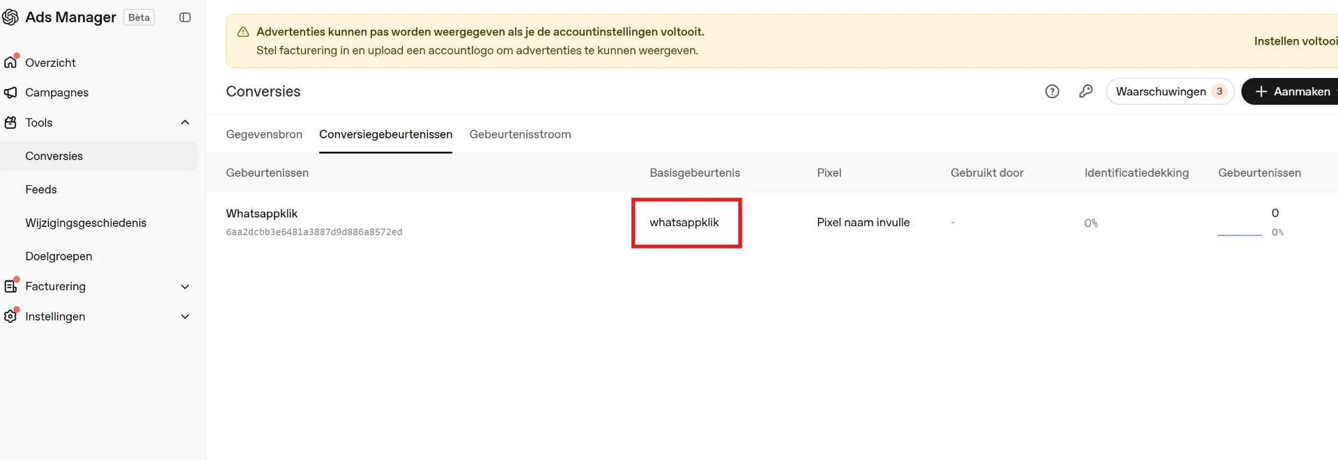 Whatsappklik conversie zichtbaar in ChatGPT Ads